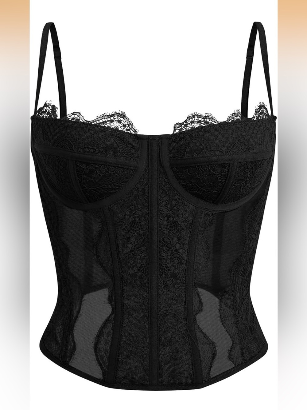 Black Lace Bustier Shapewear with Underwire Support